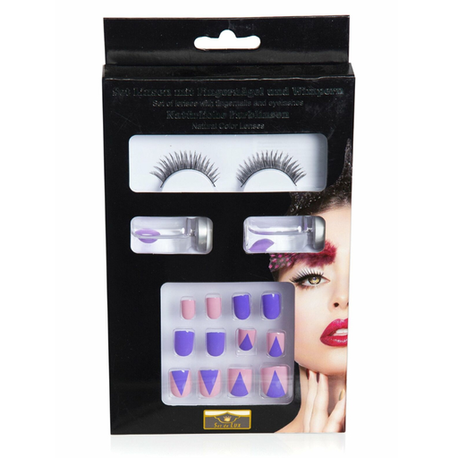[ZOE97418641111] Kit lentilles, faux cils et faux ongles VIOLET