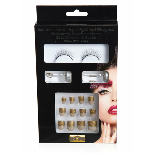 [ZOE97419041.074] Kit lentilles, faux cils et faux ongles OR