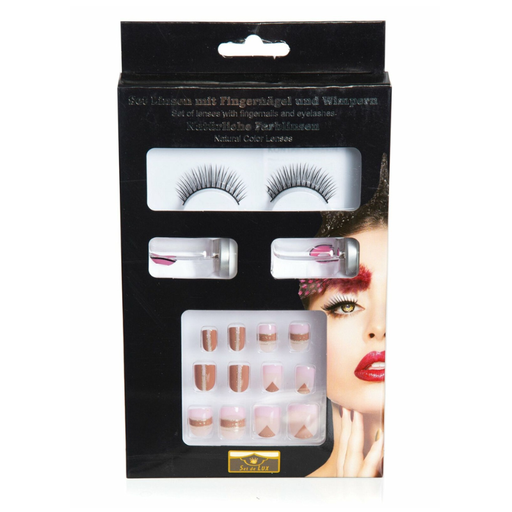[ZOE97419241683] Kit lentilles, faux cils et faux ongles ROSE