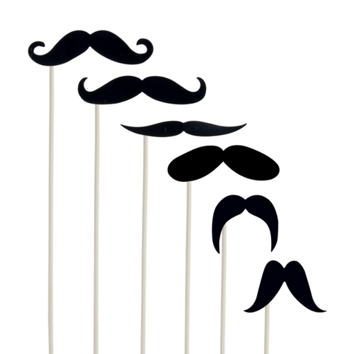 [PCL14527] Lot de 6 moustaches noires sur bâton pour Photobooth