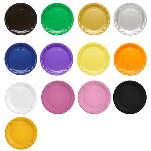 Assiettes en papier unicolores 23 cm, paquet de 8