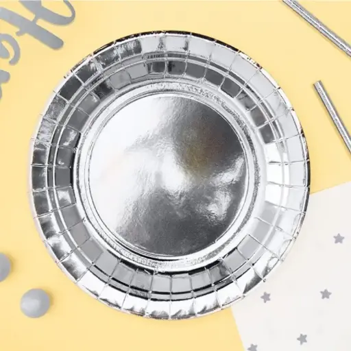 [PARTPP36-018ME] Assiettes argent métallisé