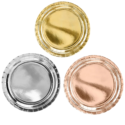 10 Assiettes rondes en carton métallisées