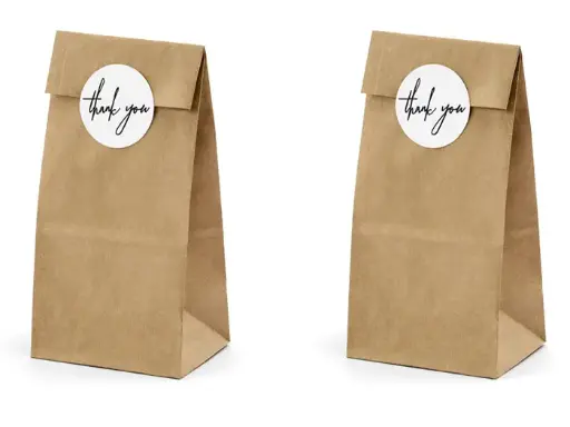 [PARTNS3-031] 6 Party Bags & Stickers - couleur kraft