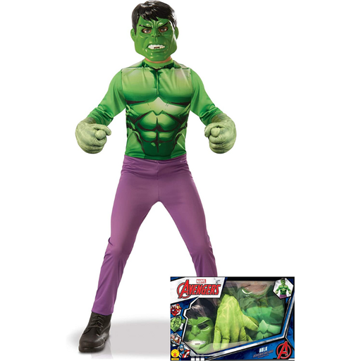 [RUB155089L] Panoplie déguisement Hulk™ + Gants - 7/8 ans 