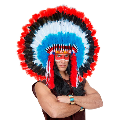 [WID29285] Coiffe de chef indien de luxe en plume 