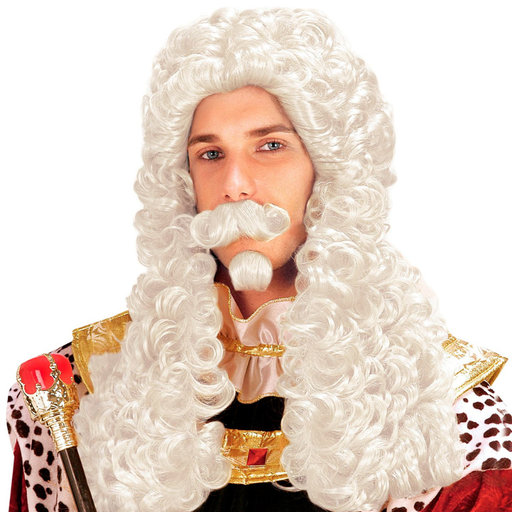 [WID6205F] Perruque François 1er avec moustache et barbiche