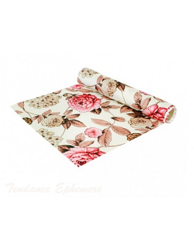 [CHA10973] Chemin de table avec des roses vintage