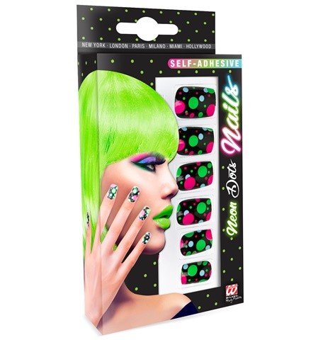 [WID05374] Ongles néon a pois auto-adhésifs