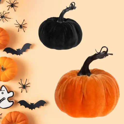 Citrouille en velours 10 cm