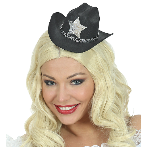 [WID68570] Mini chapeau noir de Cowboy avec étoile de Shérif