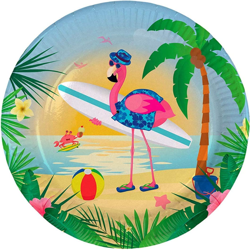 [FOL65340] Assiettes Flamant rose (x8)